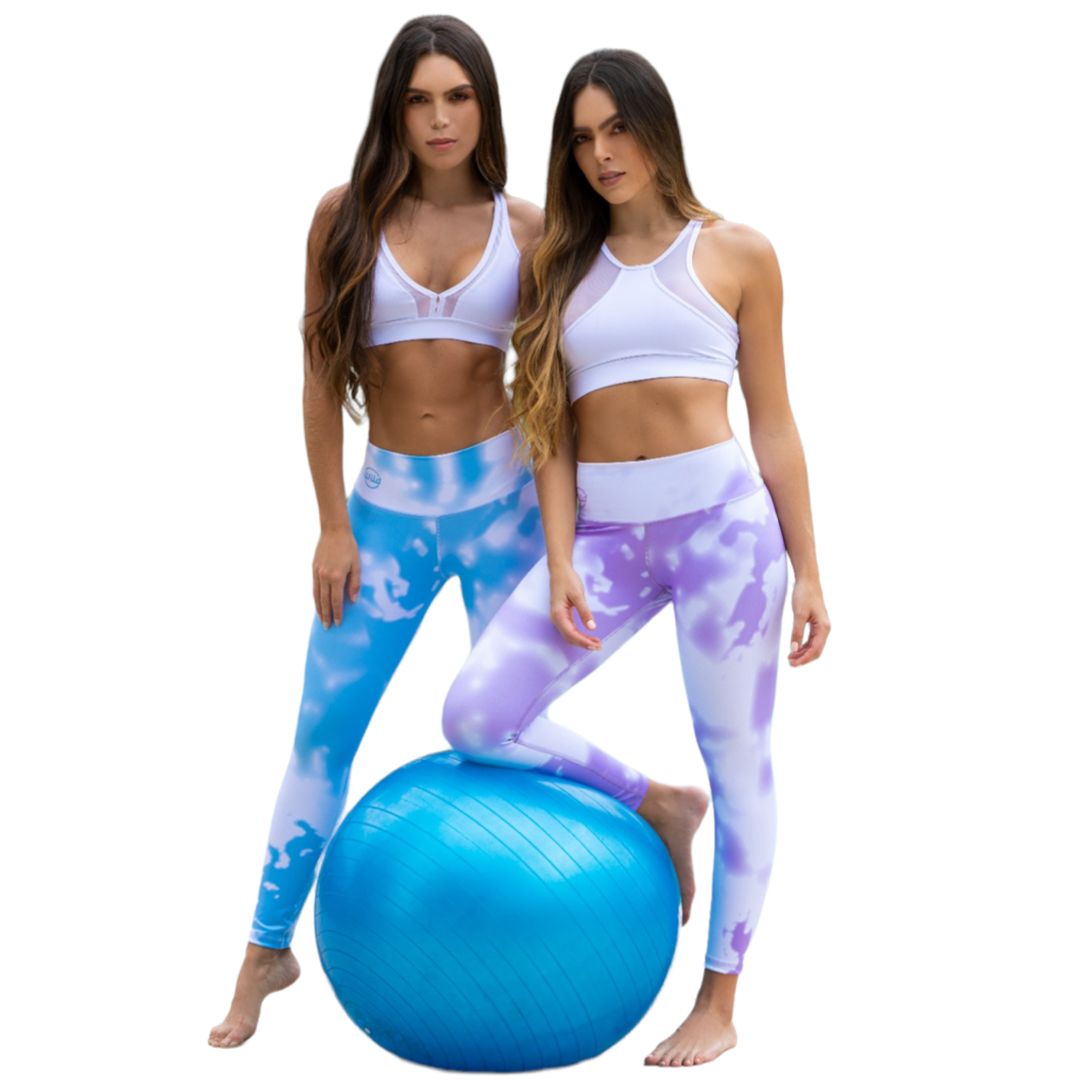 Legging Colombian Pants Sport Tie Dye Lilac high waistband with abdomen adjustment LLTD01