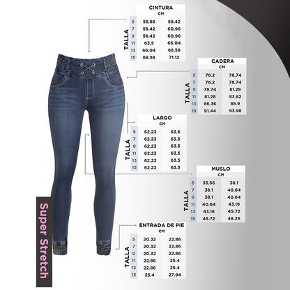 Woman Jeans Fit Jeans Pantalon Colombiano Skinny SILVIA Praga Jeans PRPGAC-104AZOS