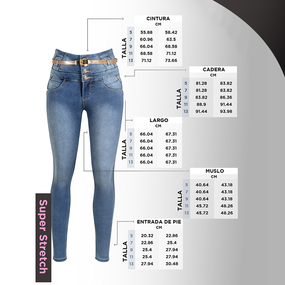 Woman Jeans Fit Jeans Pantalon Colombiano Skinny VALERY Praga Jeans PREXCS-015AZCL